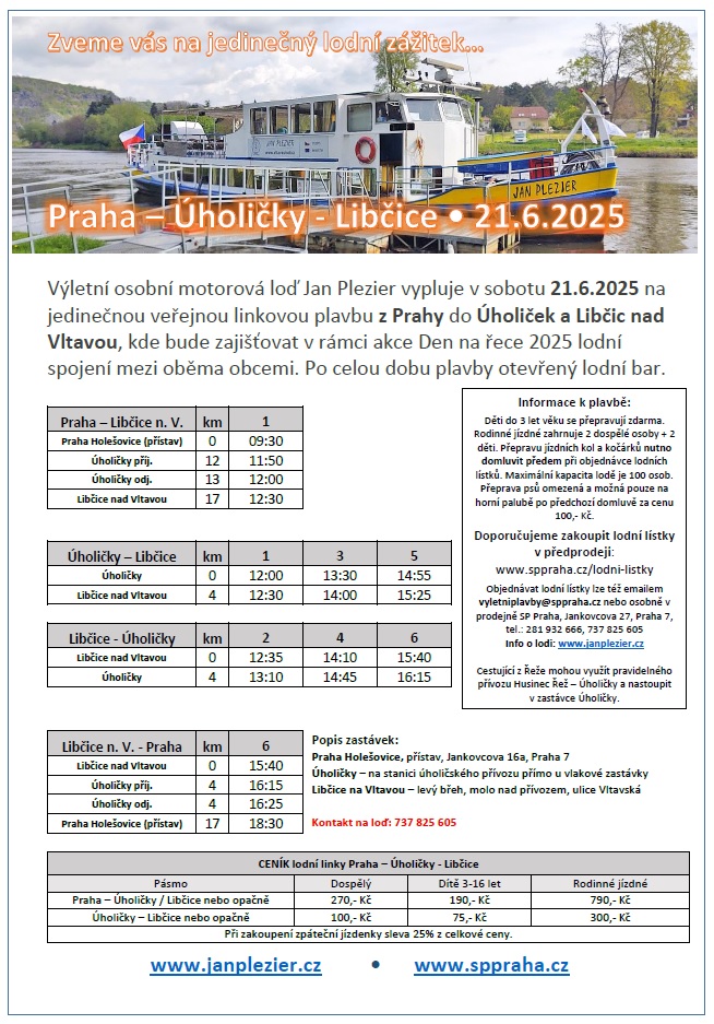 Lodn linka Praha - holiky - Libice nad Vltavou  21.6.2025