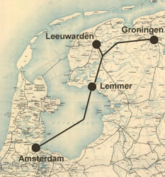 Historická mapa s naznačením proplouvaných plavebních tras. Odpovídá stavu v roce 1941