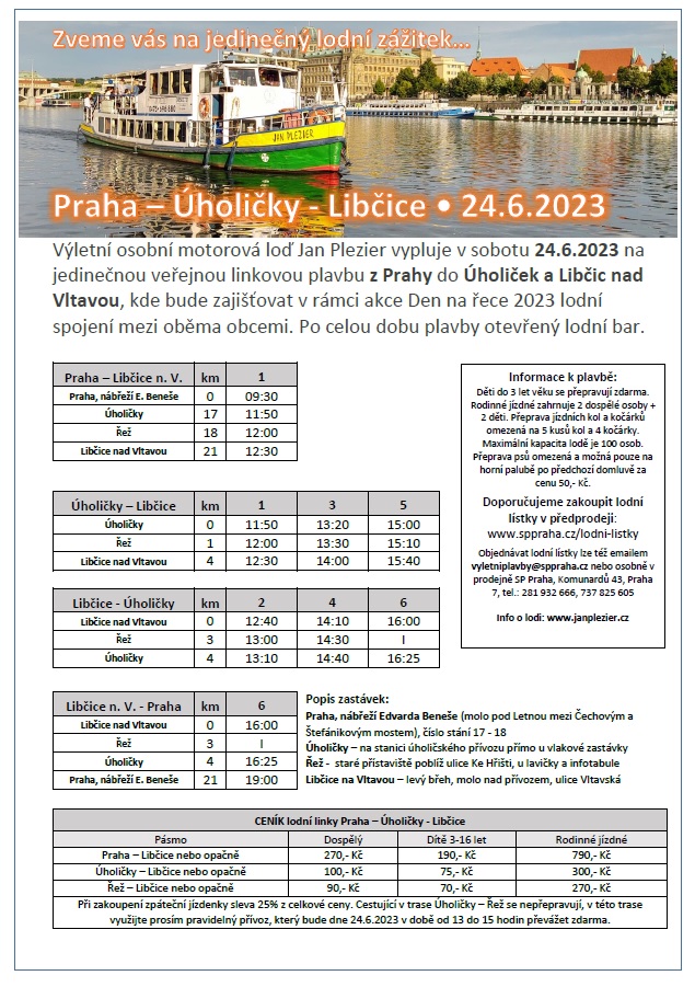 Lodn linka Praha - Libice nad Vltavou